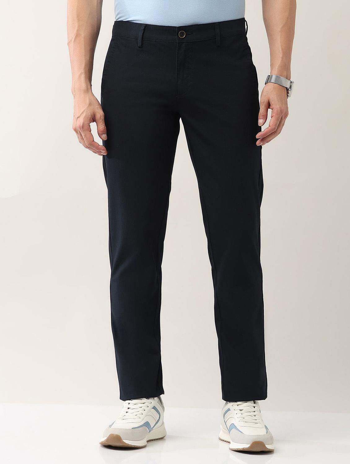 men solid md rise flat front casual chinos - 21943285 - Zoom Image - 0