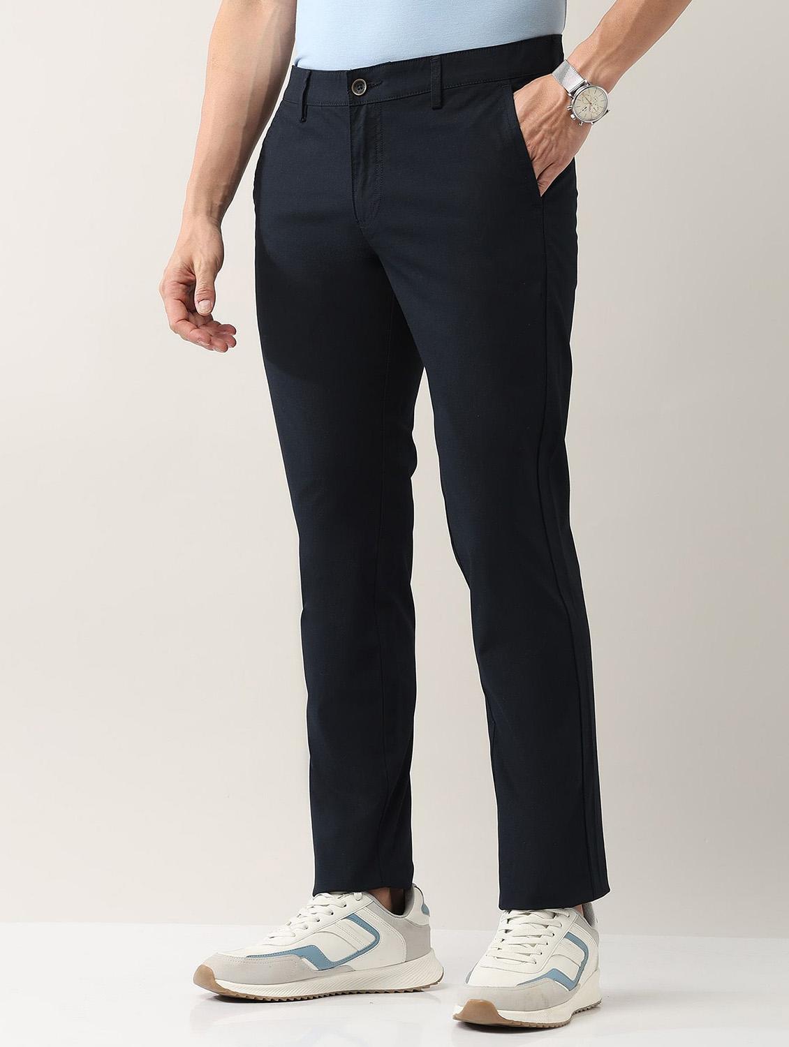 men solid md rise flat front casual chinos - 21943285 - Standard Image - 2