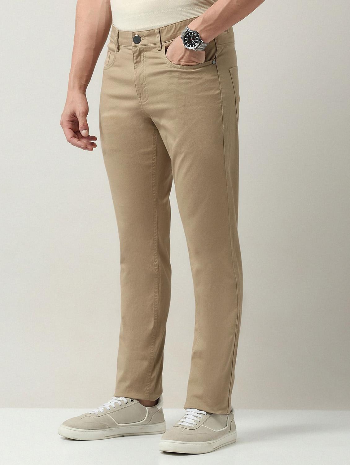 men solid md rise flat front casual chinos - 21943290 - Standard Image - 2