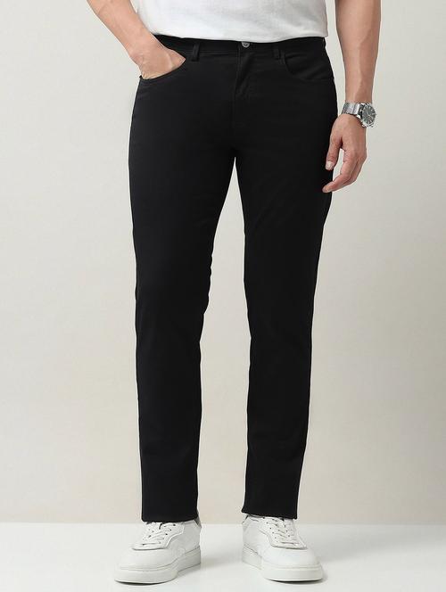 men solid md rise flat front casual chinos - 21943292 - Standard Image - 0