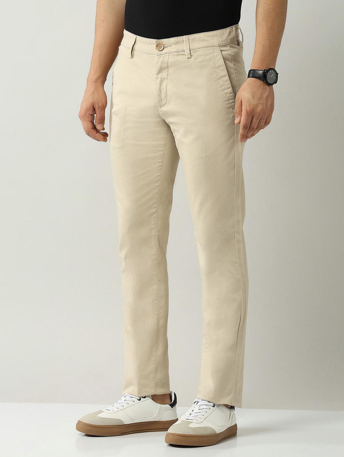 men solid md rise flat front casual chinos - 21943293 - Standard Image - 2
