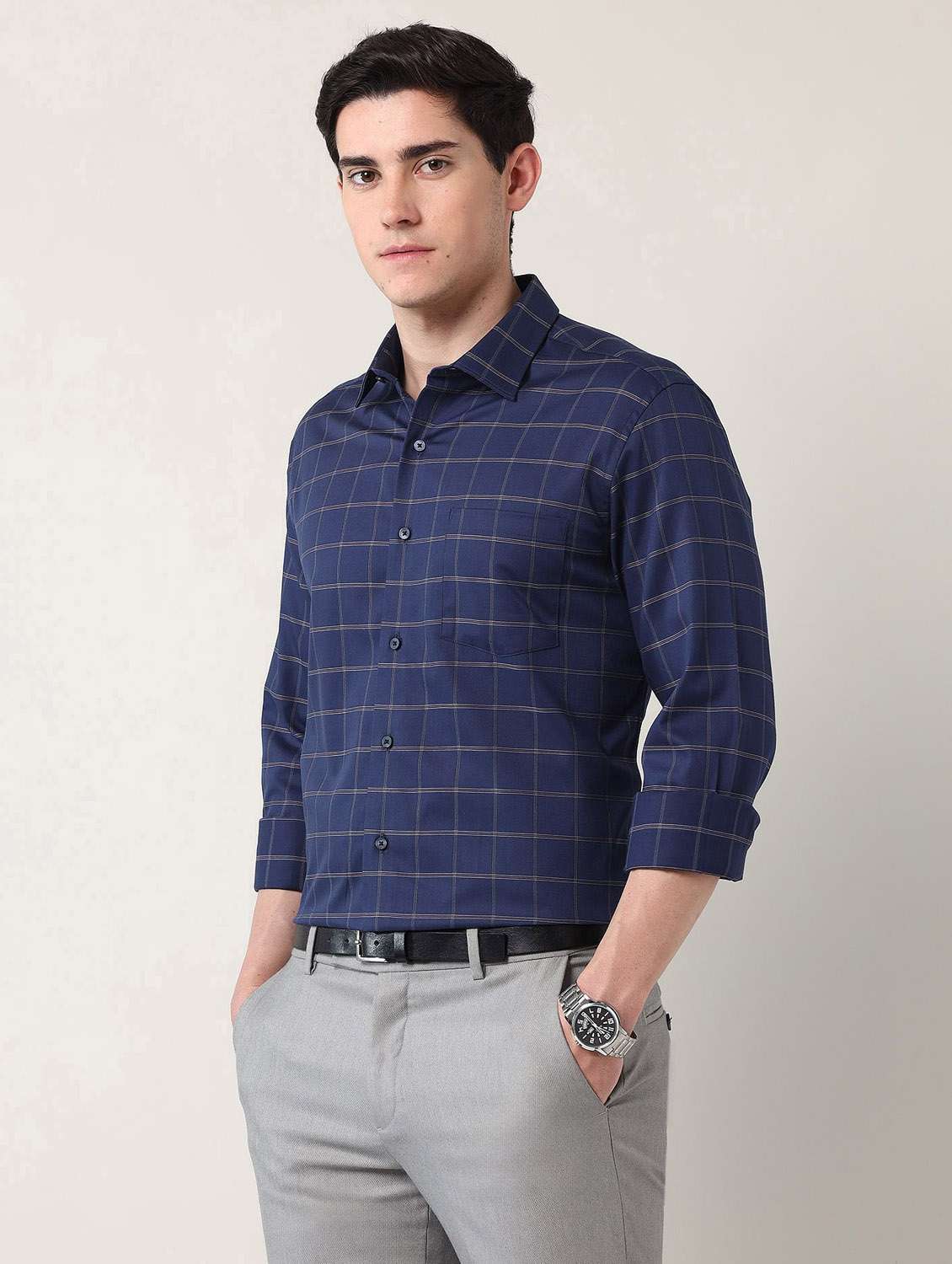 men checkered long sleeve regular fit formal shirt - 21943309 -  Standard Image - 2