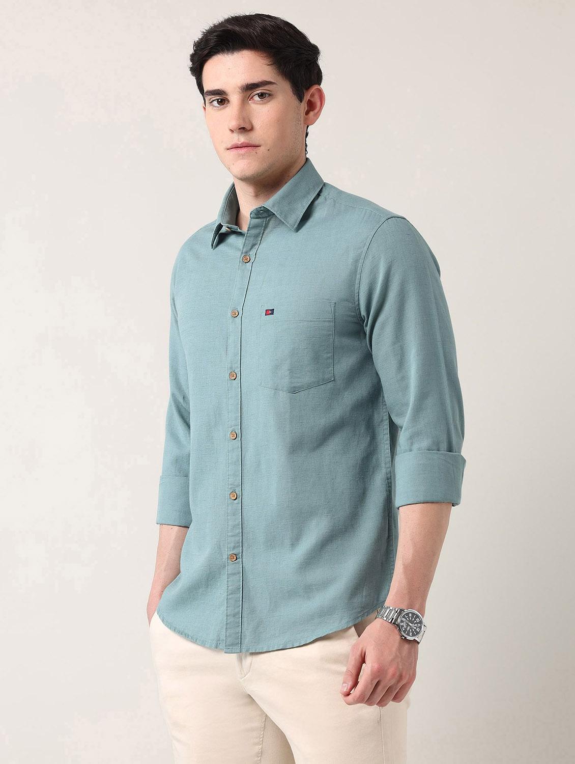 men solid long sleeve regular fit casual shirt - 21943340 - Standard Image - 2
