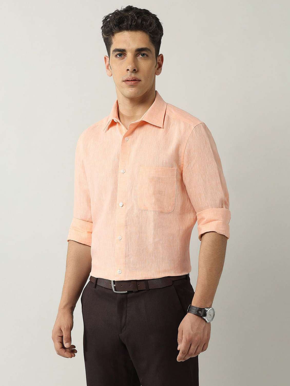 men solid long sleeve regular fit casual shirt - 21943343 -  Standard Image - 2