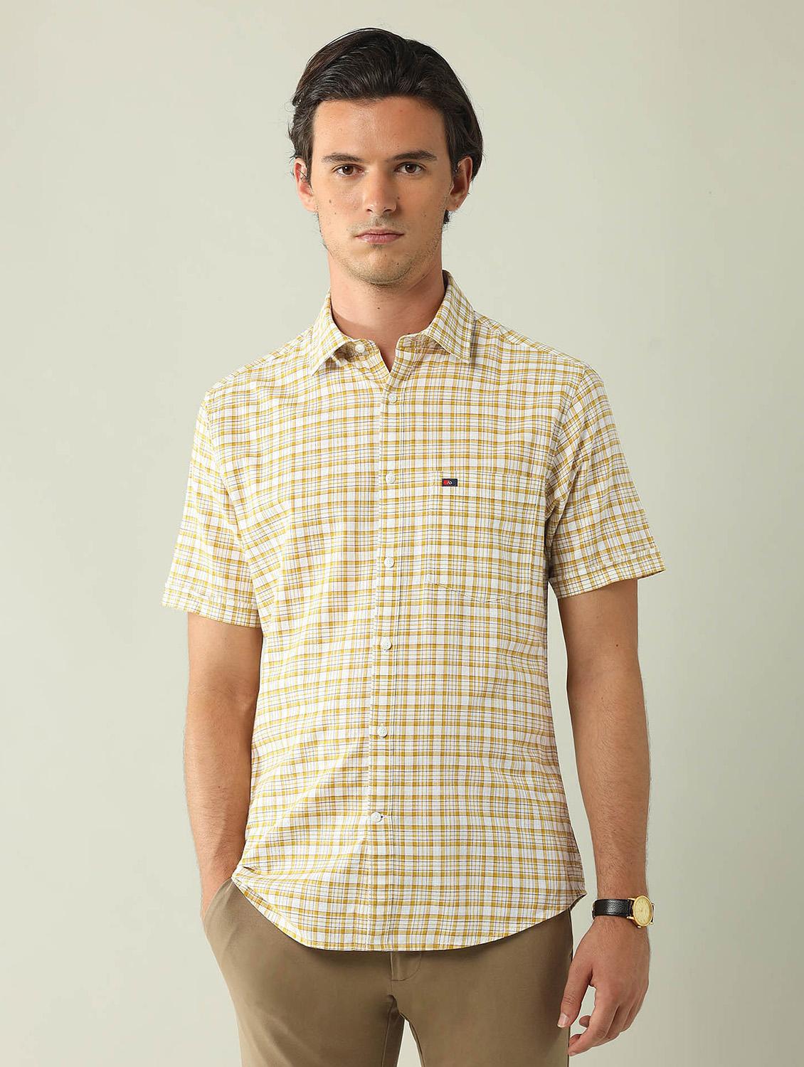 men checkered short sleeve regular fit casual shirt - 21943375 - Zoom Image - 0