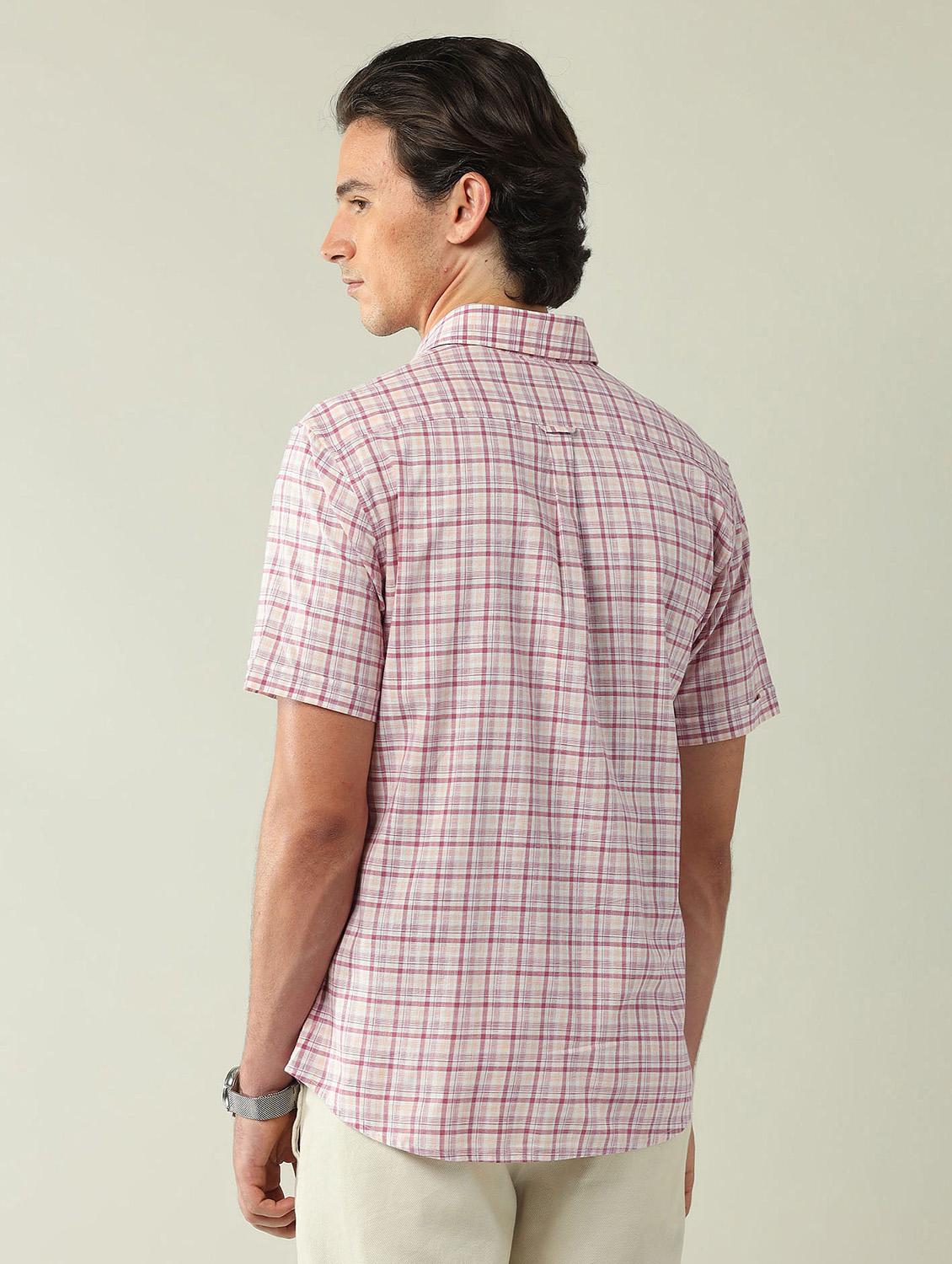 men checkered short sleeve regular fit casual shirt - 21943376 - Standard Image - 2