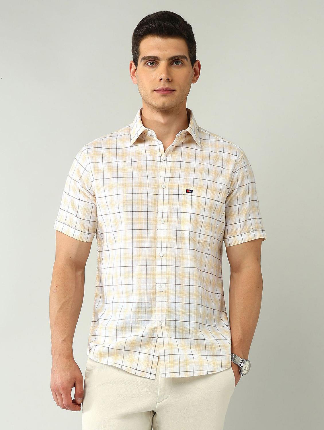men checkered short sleeve regular fit casual shirt - 21943378 -  Zoom Image - 0