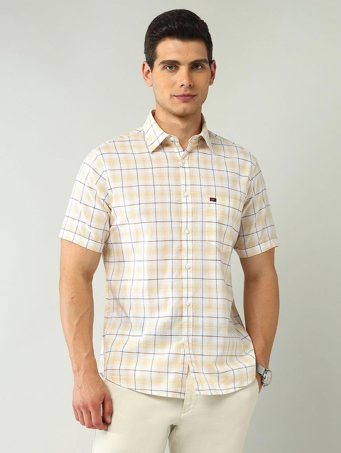 men checkered short sleeve regular fit casual shirt - 21943378 - Standard Image - 2