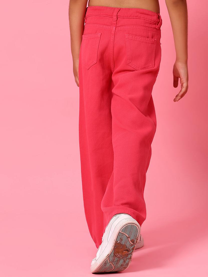 girls solid mid rise wide leg jeans - 21943473 - Standard Image - 2