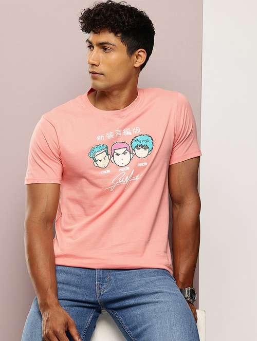 men chest print round neck regular fit t-shirt - 21943495 -  Standard Image - 0