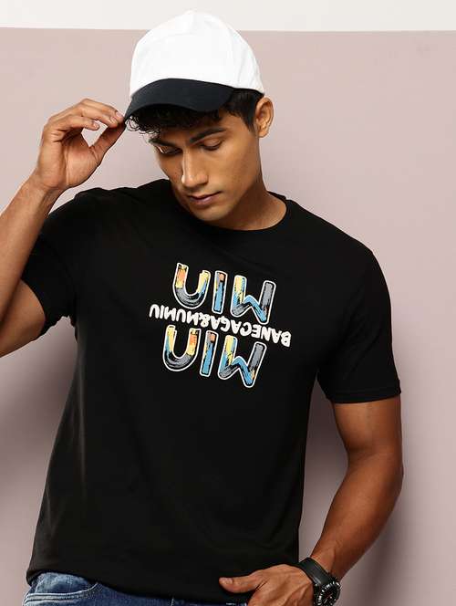 men chest print round neck regular fit t-shirt - 21943506 -  Standard Image - 0