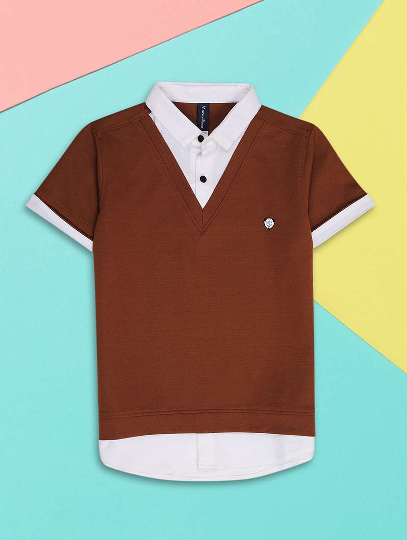 boys solid short sleeve regular fit polo t-shirt