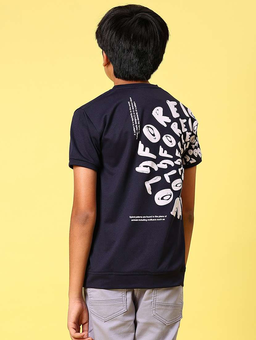 boys front & back printed round neck t-shirt