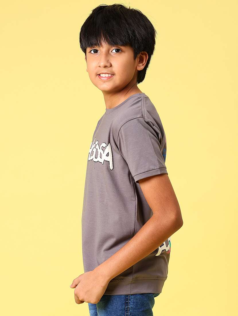 boys front & back printed round neck t-shirt - 21943534 - Standard Image - 2