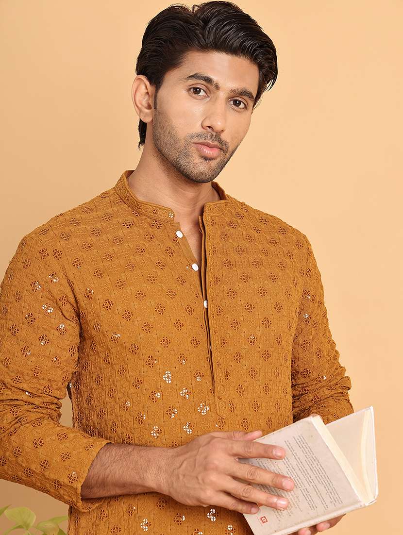 mustard viscose long  kurta - 21943555 -  Standard Image - 2