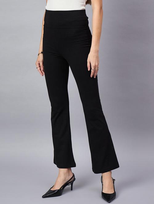 women solid high rise bootcut trouser - 21943640 - Standard Image - 0