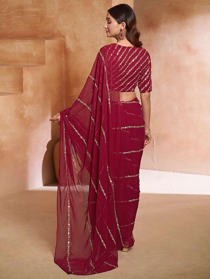 women maroon embroidered saree with blouse - 21943646 -  Standard Image - 2