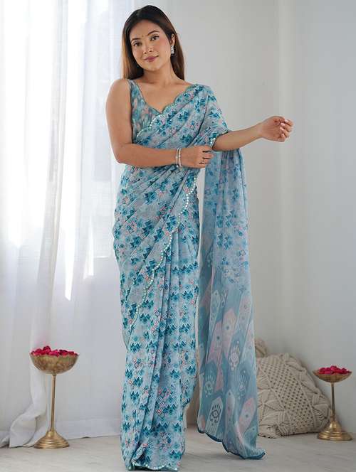 women printed casual wear saree with blouse - 21943651 - Standard Image - 0