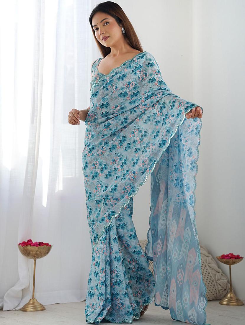 women printed casual wear saree with blouse - 21943651 - Standard Image - 2