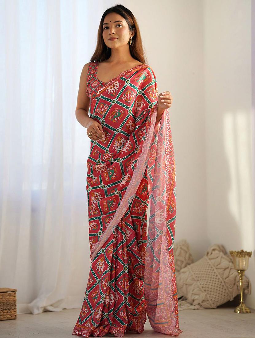 women printed patola saree with blouse - 21943654 - Standard Image - 2