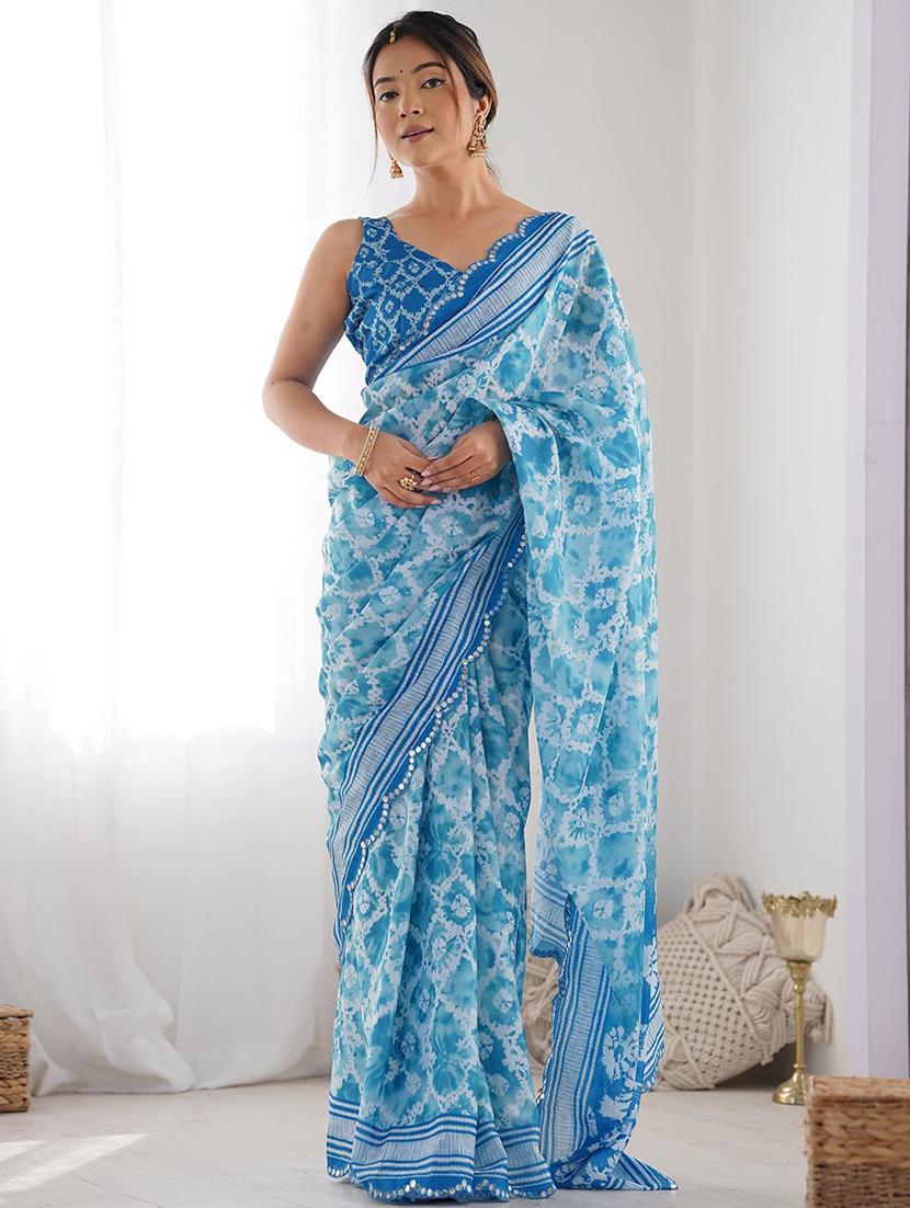 women printed casual wear saree with blouse - 21943655 - Zoom Image - 0