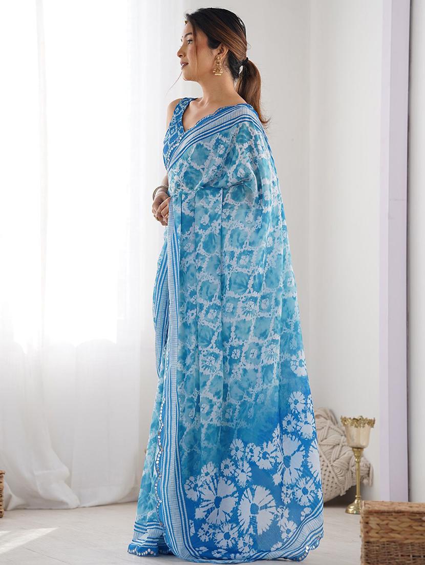 women printed casual wear saree with blouse - 21943655 - Standard Image - 2