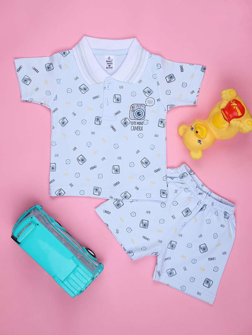 boys printed t-shirt & shorts twin set