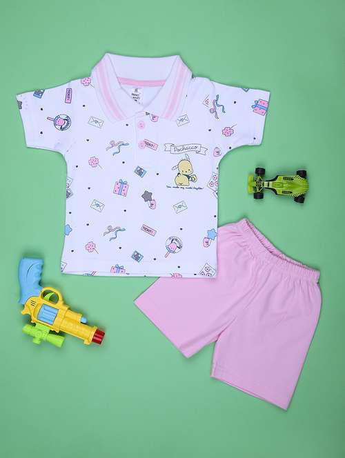 boys printed t-shirt & shorts casual wear set - 21943784 - Standard Image - 0
