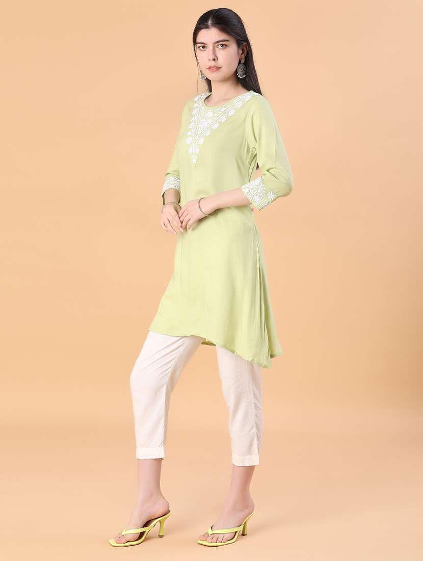 women embroidered three quarter sleeve kurti - 21943868 -  Standard Image - 2