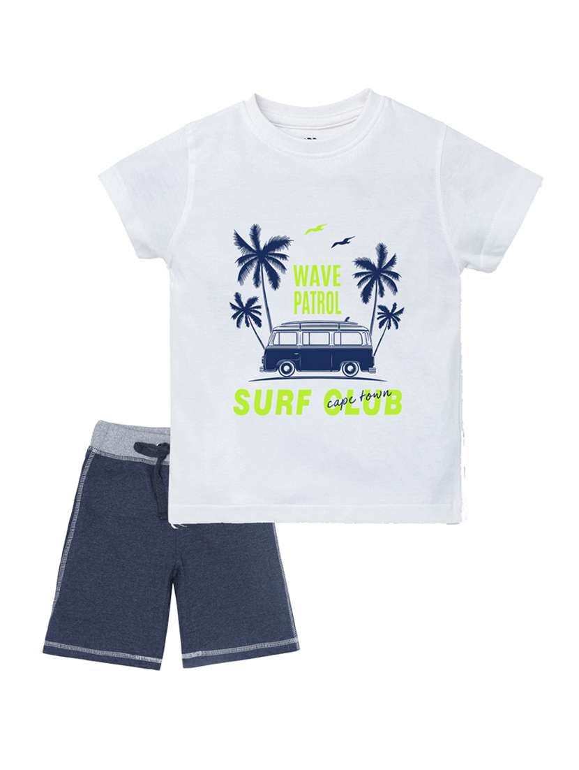 boys printed t-shirt & shorts casual wear set