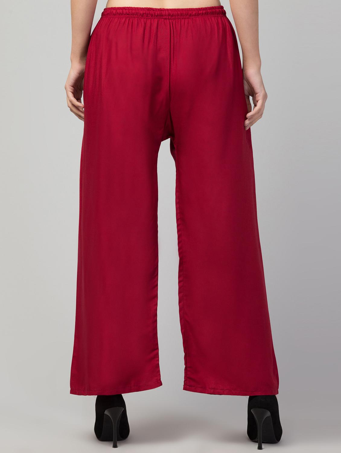 women solid mid rise flared palazzo - 21944610 - Standard Image - 2