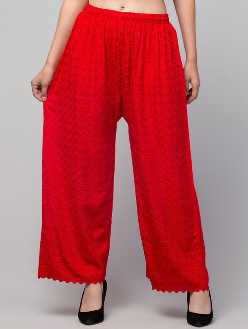 women embroidered mid rise flared palazzo - 21944624 -  Standard Image - 0