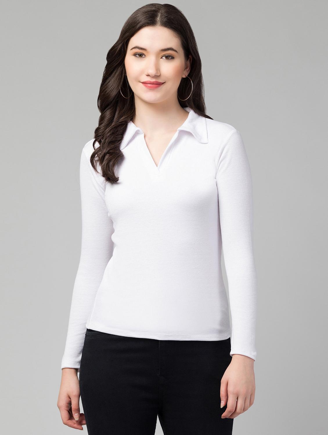 women solid long sleeve collared regular top - 21944641 - Zoom Image - 0