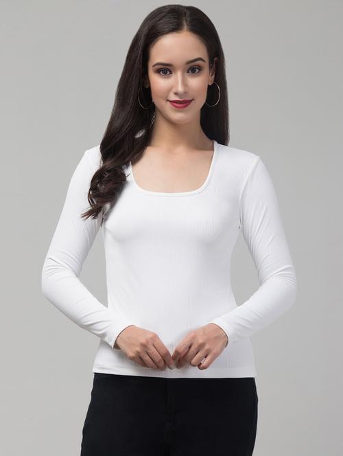 women solid scoop neck long sleeve regular top - 21944650 -  Standard Image - 0