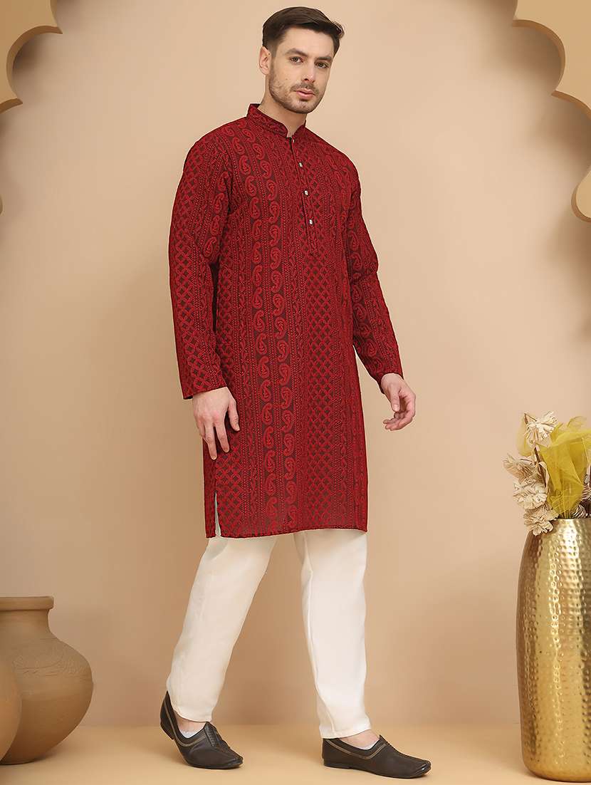 men mandarin neck kurta pyjama ethnic wear set - 21944752 -  Standard Image - 2