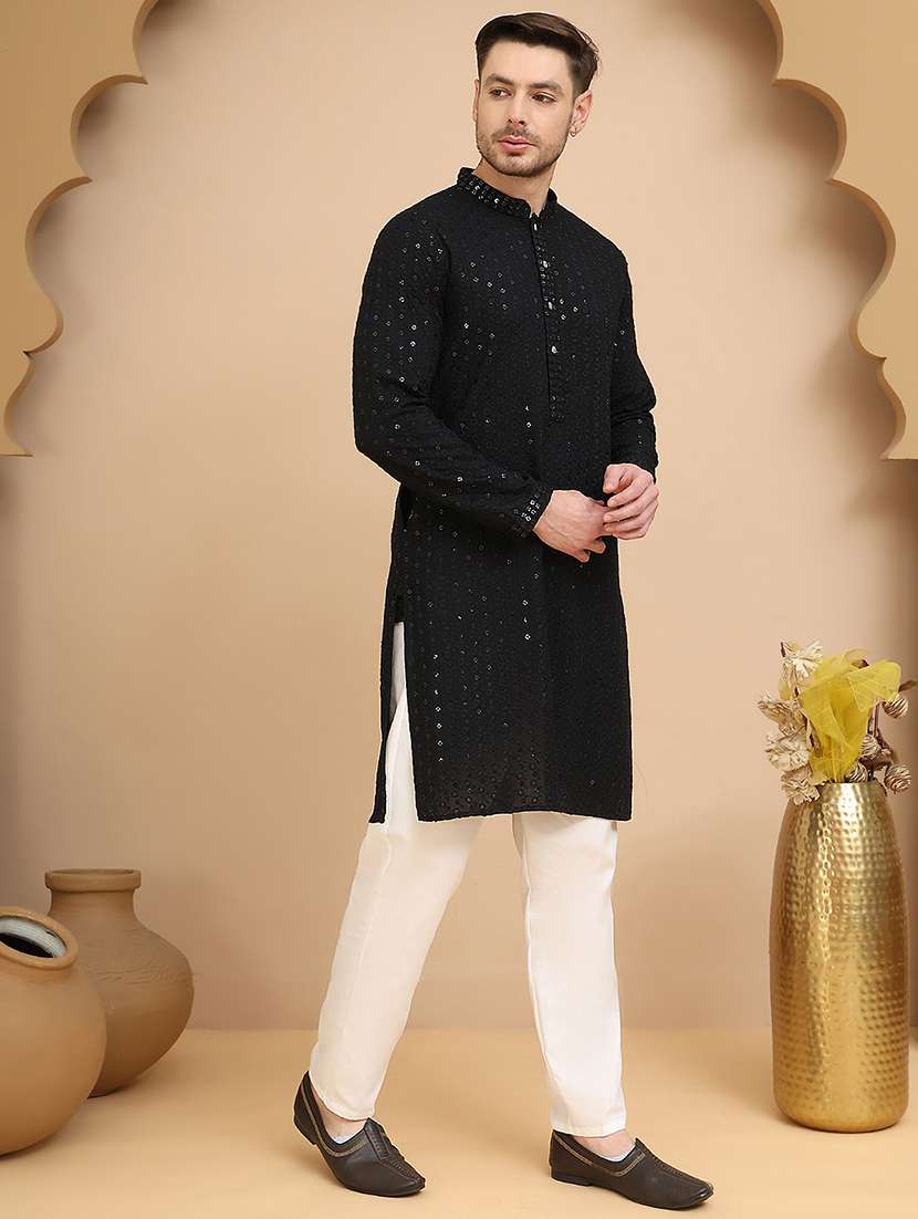 men mandarin neck kurta pyjama ethnic wear set - 21944755 -  Standard Image - 2