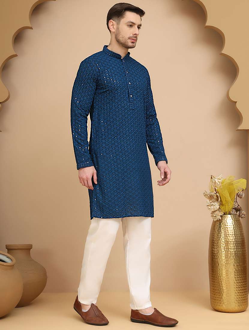 men mandarin neck kurta pyjama ethnic wear set - 21944756 -  Standard Image - 2