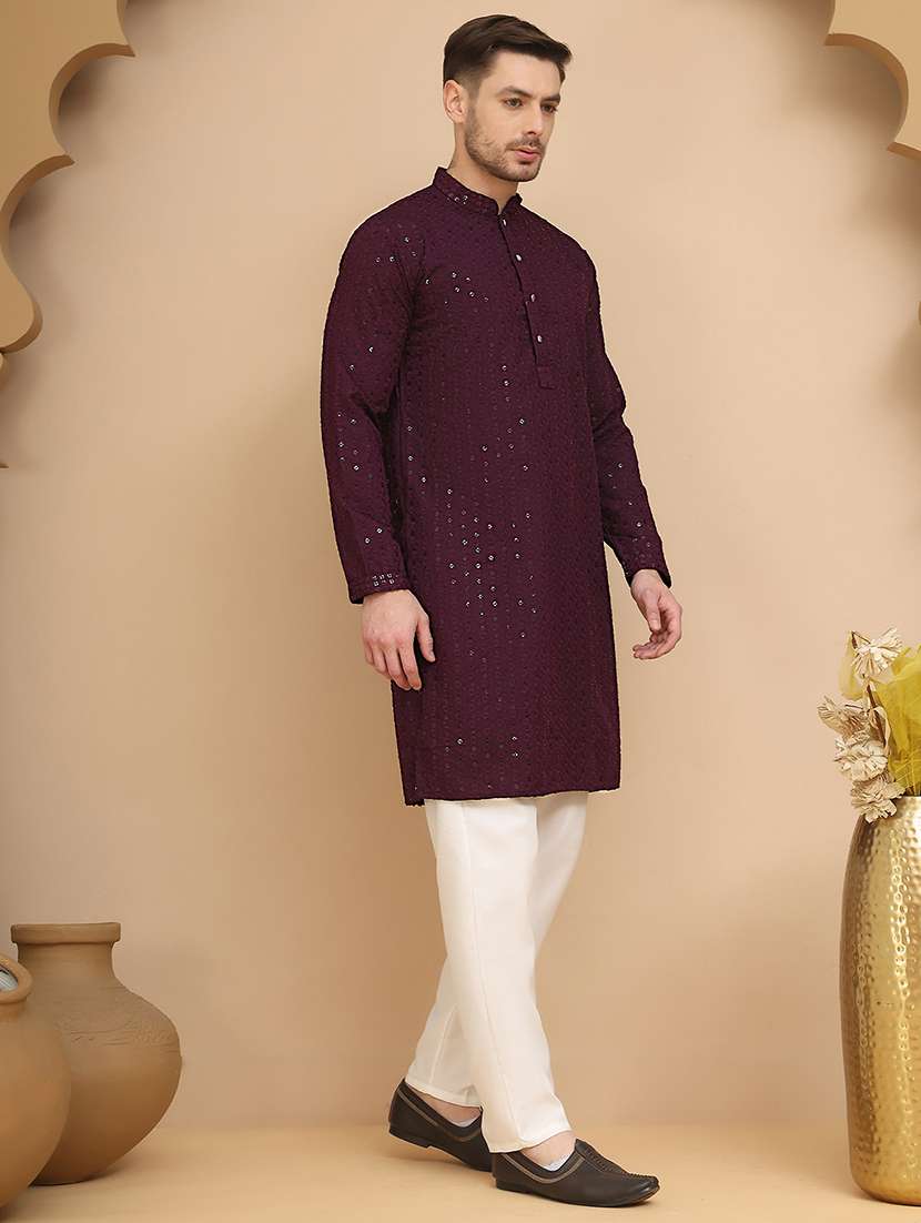 men mandarin neck kurta pyjama ethnic wear set - 21944757 -  Standard Image - 2