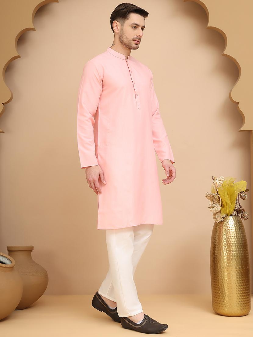 men mandarin neck kurta pyjama ethnic wear set - 21944758 - Standard Image - 2