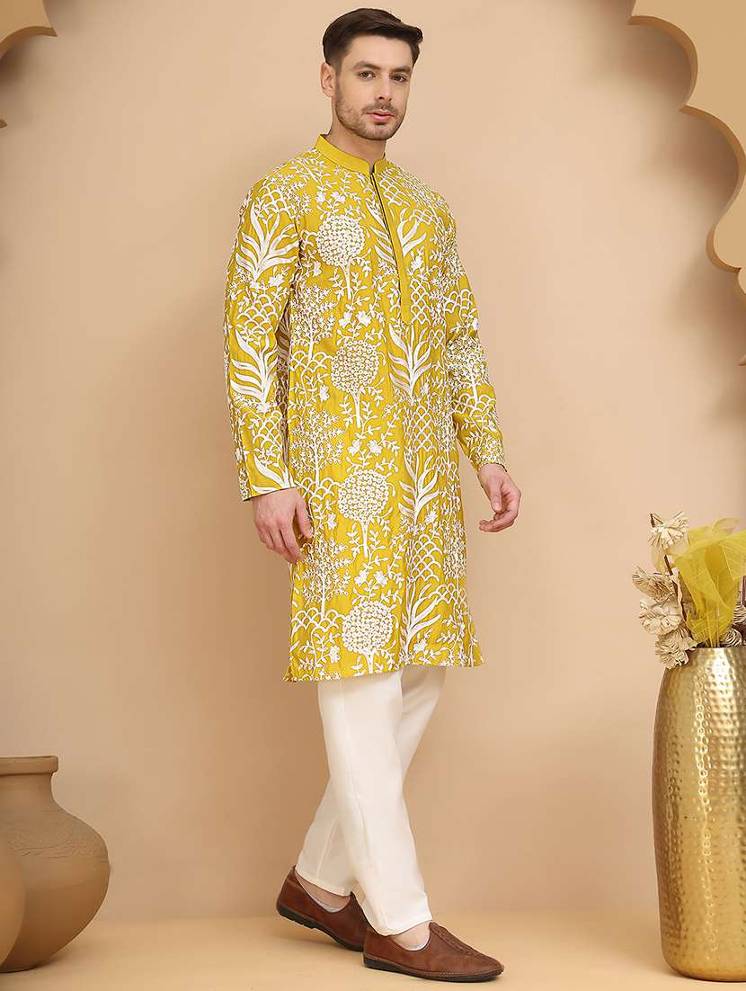 men mandarin neck kurta pyjama ethnic wear set - 21944761 -  Standard Image - 2
