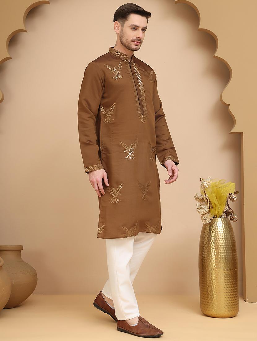 men mandarin neck kurta pyjama ethnic wear set - 21944764 - Standard Image - 2
