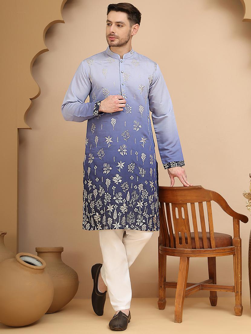men mandarin neck kurta pyjama ethnic wear set - 21944765 - Zoom Image - 0