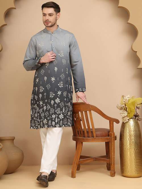 men mandarin neck kurta pyjama ethnic wear set - 21944766 -  Standard Image - 0