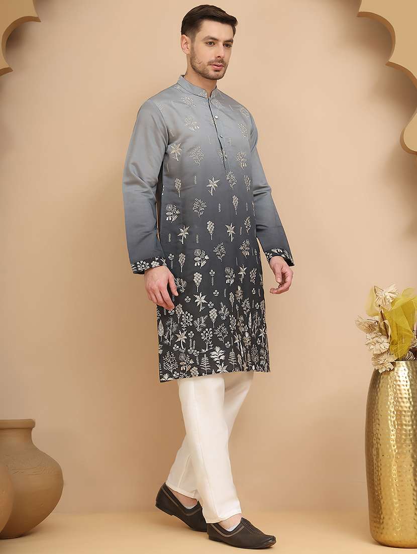 men mandarin neck kurta pyjama ethnic wear set - 21944766 - Standard Image - 2