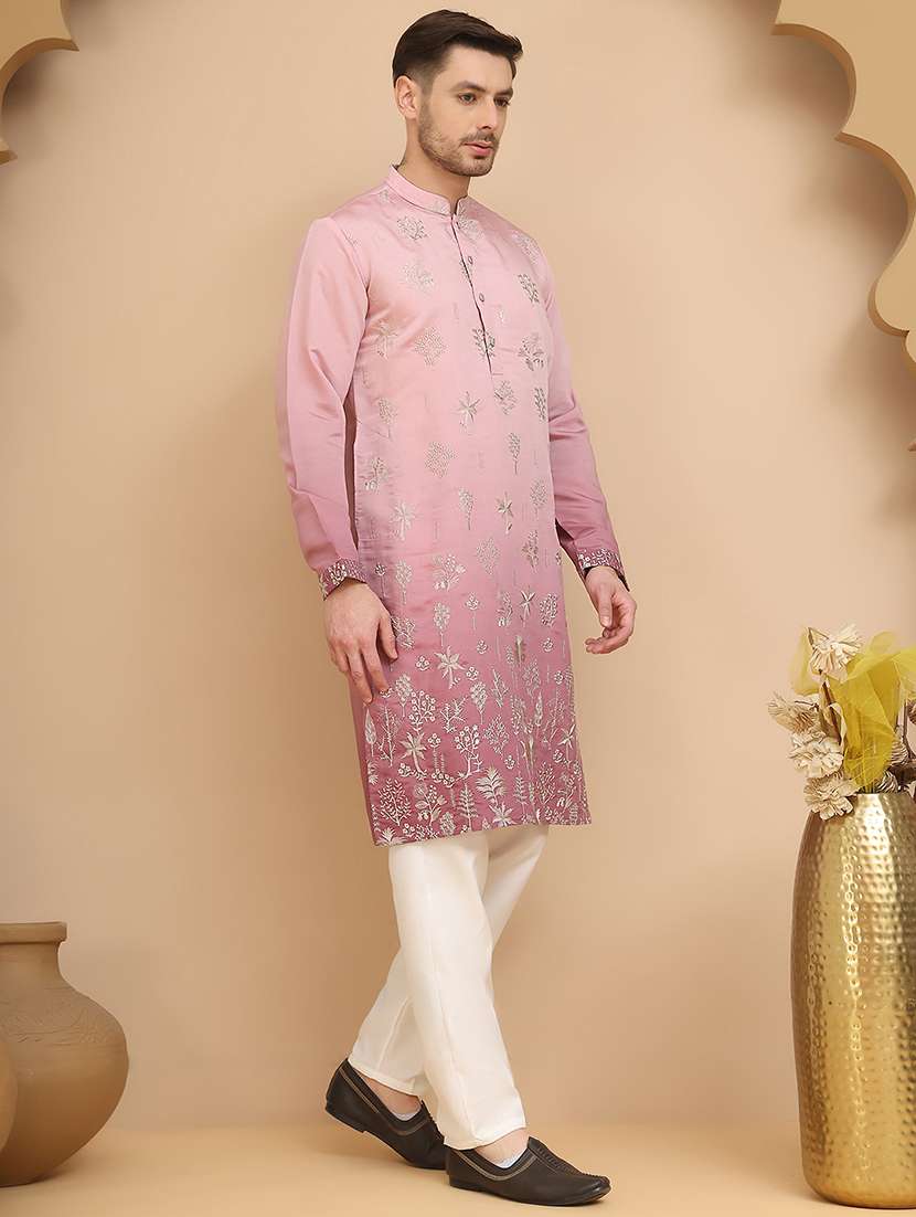 men mandarin neck kurta pyjama ethnic wear set - 21944767 - Standard Image - 2