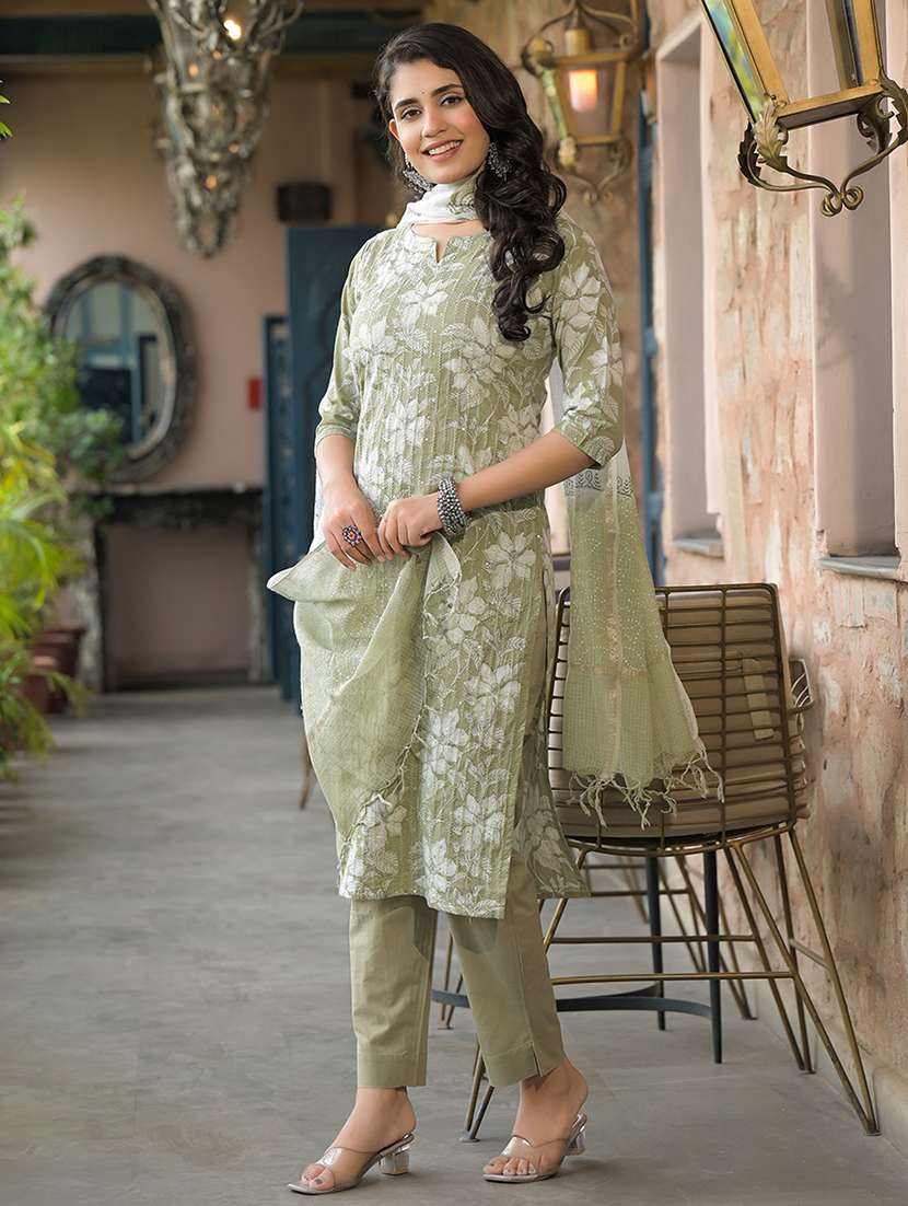 women three quarter sleeve kurta pant with dupatta set - 21944769 -  Standard Image - 2