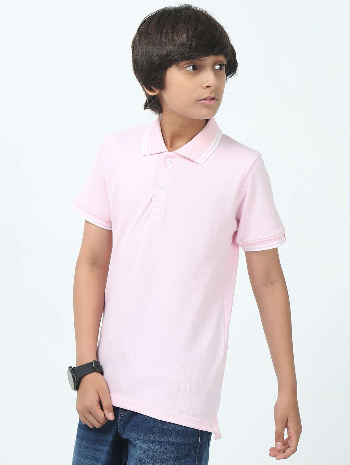 boys solid short sleeve polo t-shirt