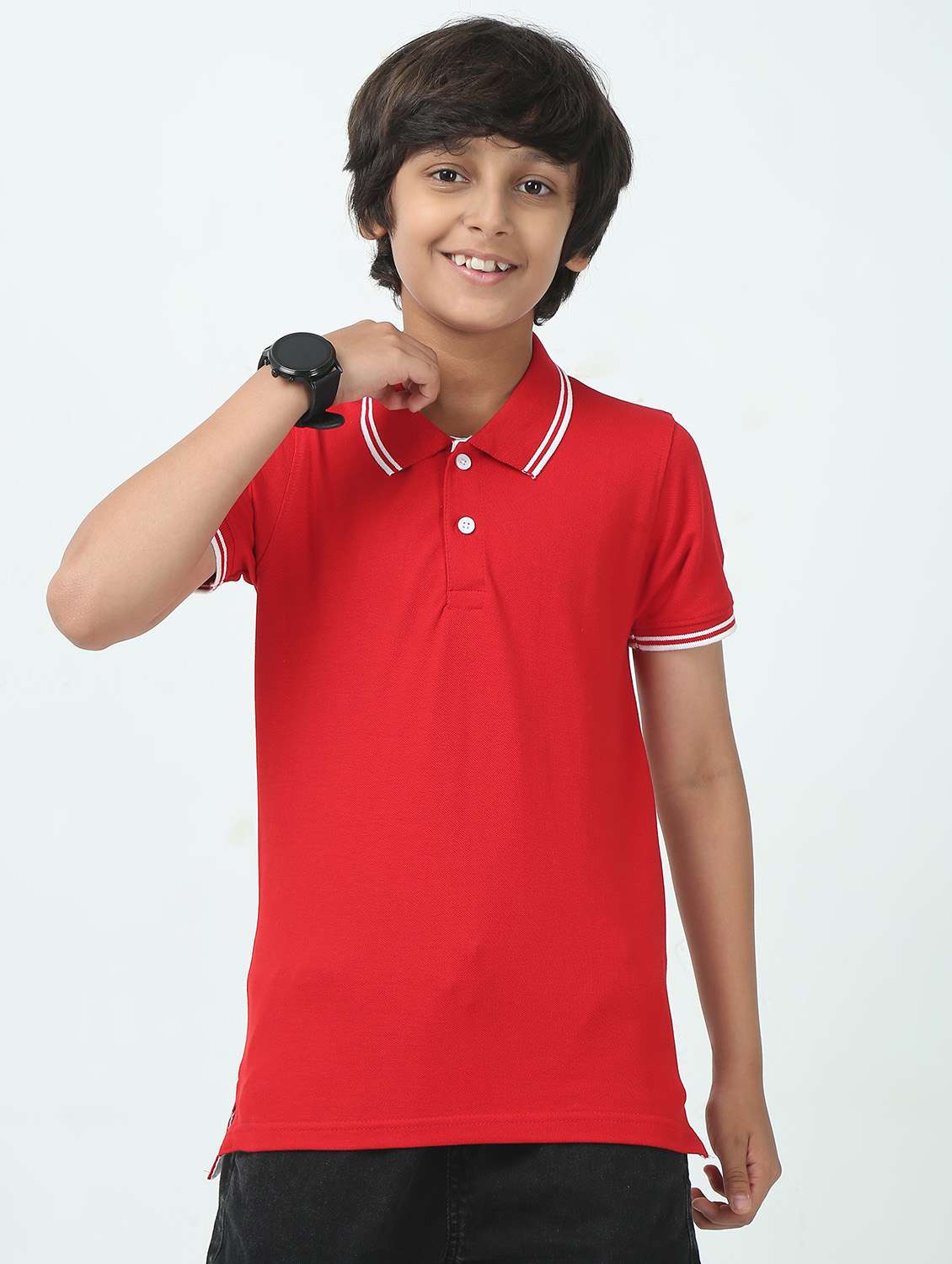 boys solid short sleeve polo t-shirt