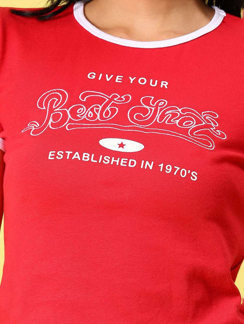 women printed short sleeve crop t-shirt - 21944845 -  Standard Image - 2