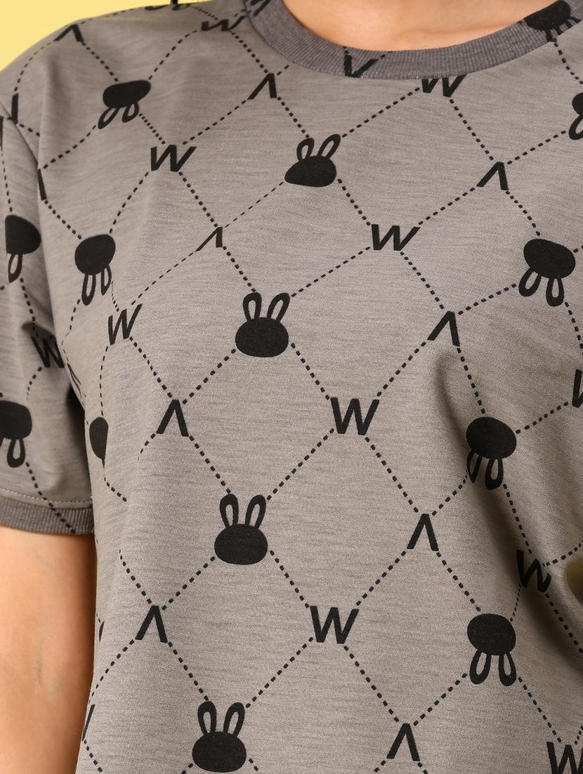 women printed short sleeve boxy t-shirt - 21944851 - Standard Image - 2